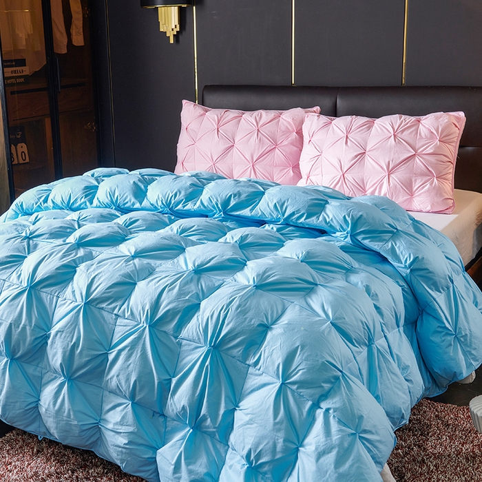 91家纺网 家纺一手货源 找家纺 全棉扭花羽毛被加厚保暖95白鹅绒被子秋冬春秋被冬被直播供货