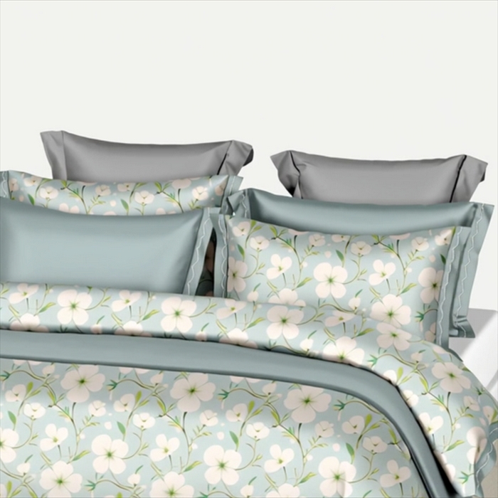 91家纺网 家纺一手货源 找家纺 纯色雨家纺 2025新款全棉斜纹跨境日韩欧美纯棉四件套数码印花南通家纺面料尺寸花型可定制 花韵