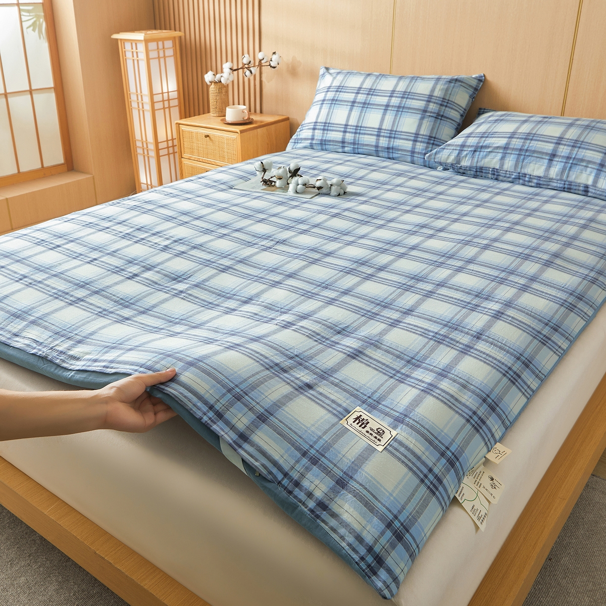 91家纺网 家纺一手货源 找家纺 晓时候 20252新款可拆洗新疆棉花床垫被褥子学生宿舍亲肤水洗棉棉花床垫-家用款 青春格