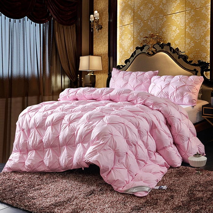 91家纺网 家纺一手货源 找家纺 全棉扭花羽毛被加厚保暖95白鹅绒被子秋冬春秋被冬被直播供货