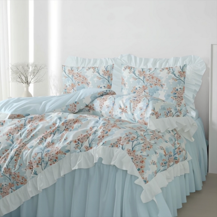 91家纺网 家纺一手货源 找家纺 纯色雨家纺 2025新款全棉斜纹跨境日韩欧美纯棉四件套数码印花南通家纺面料尺寸花型可定制 绮梦