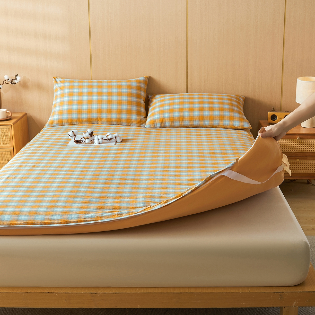 91家纺网 家纺一手货源 找家纺 晓时候 20252新款可拆洗新疆棉花床垫被褥子学生宿舍亲肤水洗棉棉花床垫-家用款 蜜桔格