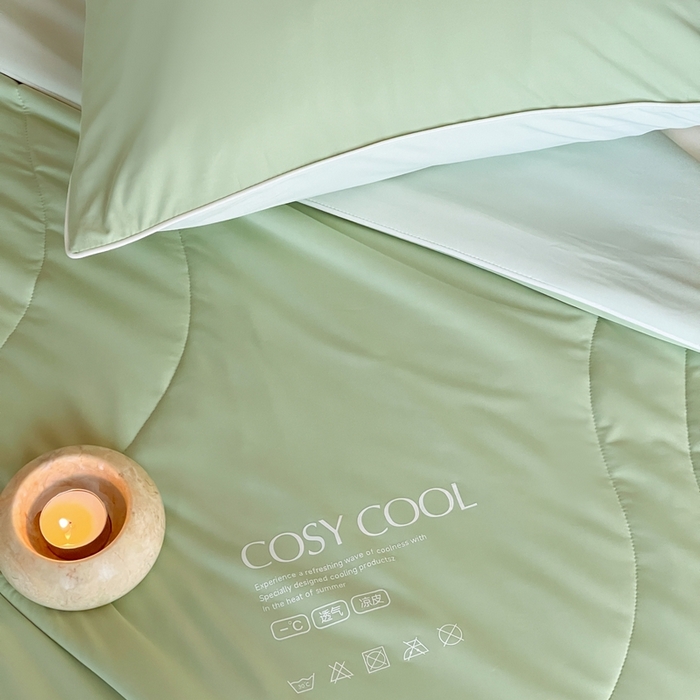 91家纺网 家纺一手货源 找家纺 佳汐蓝家纺 2025新款岛屿漫游凉感夏被 椰林绿