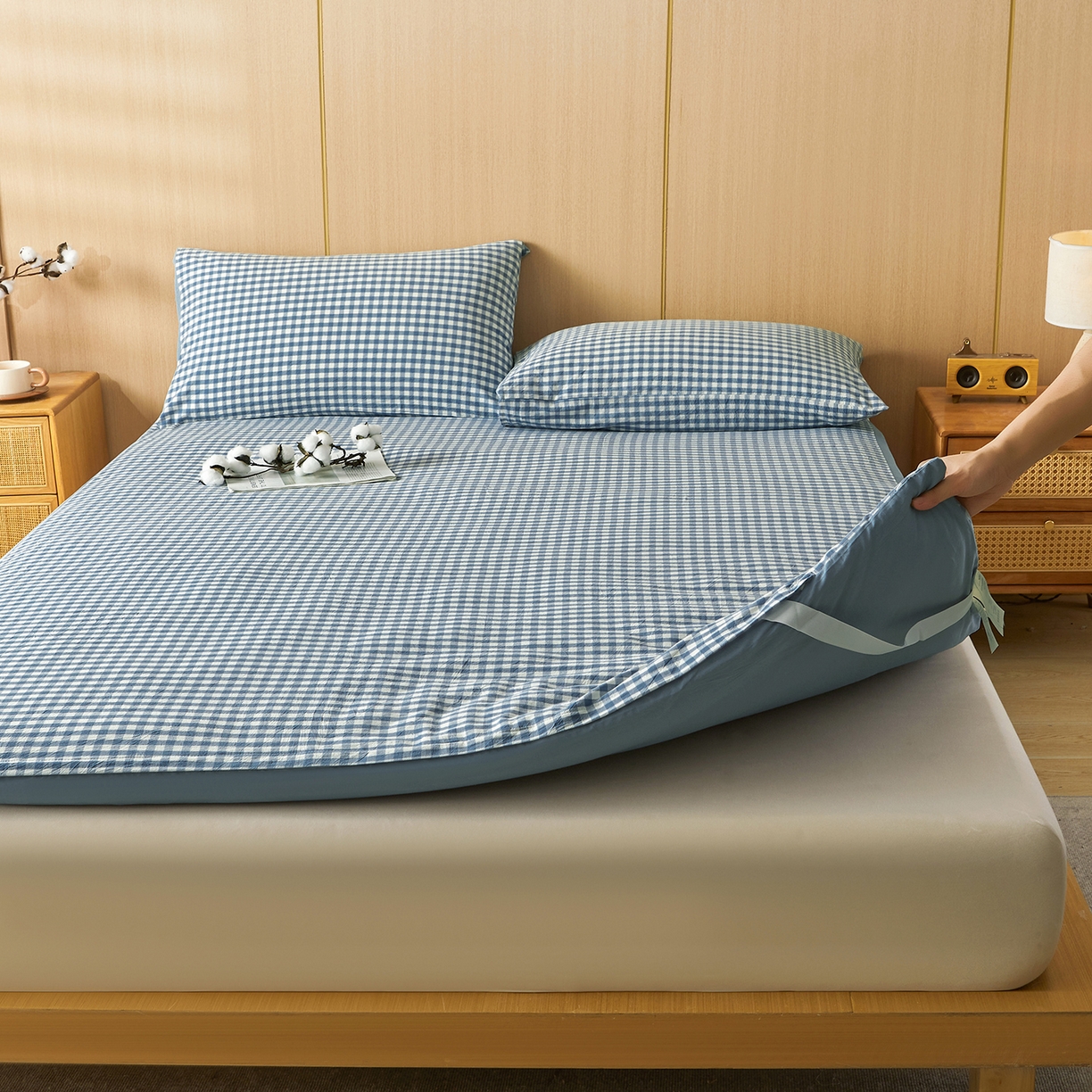 91家纺网 家纺一手货源 找家纺 晓时候 20252新款可拆洗新疆棉花床垫被褥子学生宿舍亲肤水洗棉棉花床垫-家用款 天蓝小格