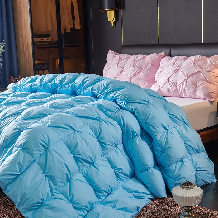 91家纺网 家纺一手货源 找家纺 全棉扭花羽毛被加厚保暖95白鹅绒被子秋冬春秋被冬被直播供货