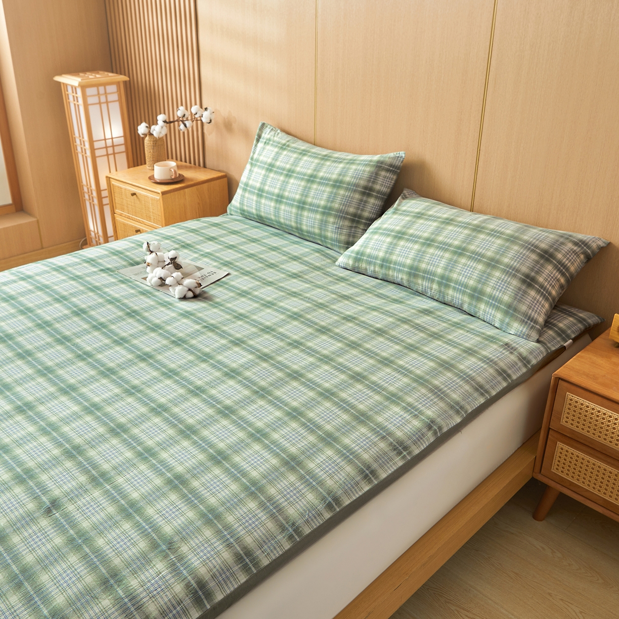 91家纺网 家纺一手货源 找家纺 晓时候 20252新款可拆洗新疆棉花床垫被褥子学生宿舍亲肤水洗棉棉花床垫-家用款 森林绿