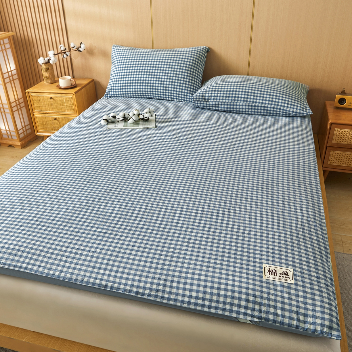 91家纺网 家纺一手货源 找家纺 晓时候 20252新款可拆洗新疆棉花床垫被褥子学生宿舍亲肤水洗棉棉花床垫-家用款 天蓝小格