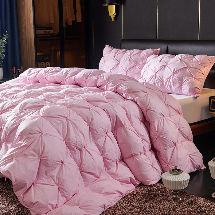 91家纺网 家纺一手货源 找家纺 全棉扭花羽毛被加厚保暖95白鹅绒被子秋冬春秋被冬被直播供货