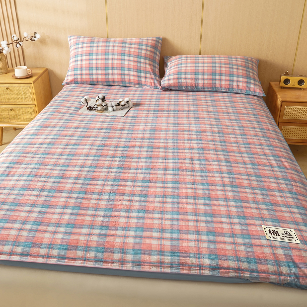 91家纺网 家纺一手货源 找家纺 晓时候 20252新款可拆洗新疆棉花床垫被褥子学生宿舍亲肤水洗棉棉花床垫-家用款 格韵-粉