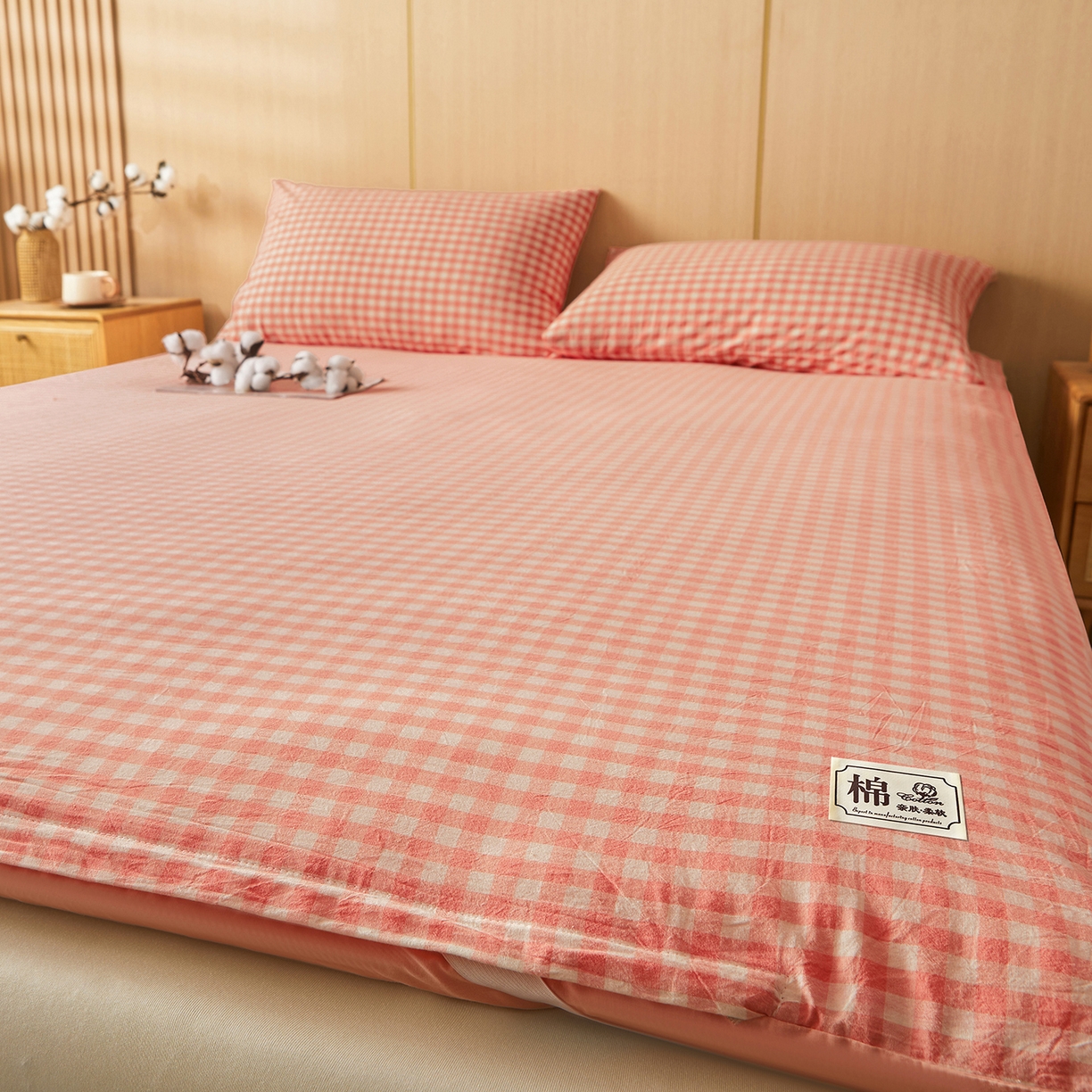 91家纺网 家纺一手货源 找家纺 晓时候 20252新款可拆洗新疆棉花床垫被褥子学生宿舍亲肤水洗棉棉花床垫-家用款 蜜粉小格