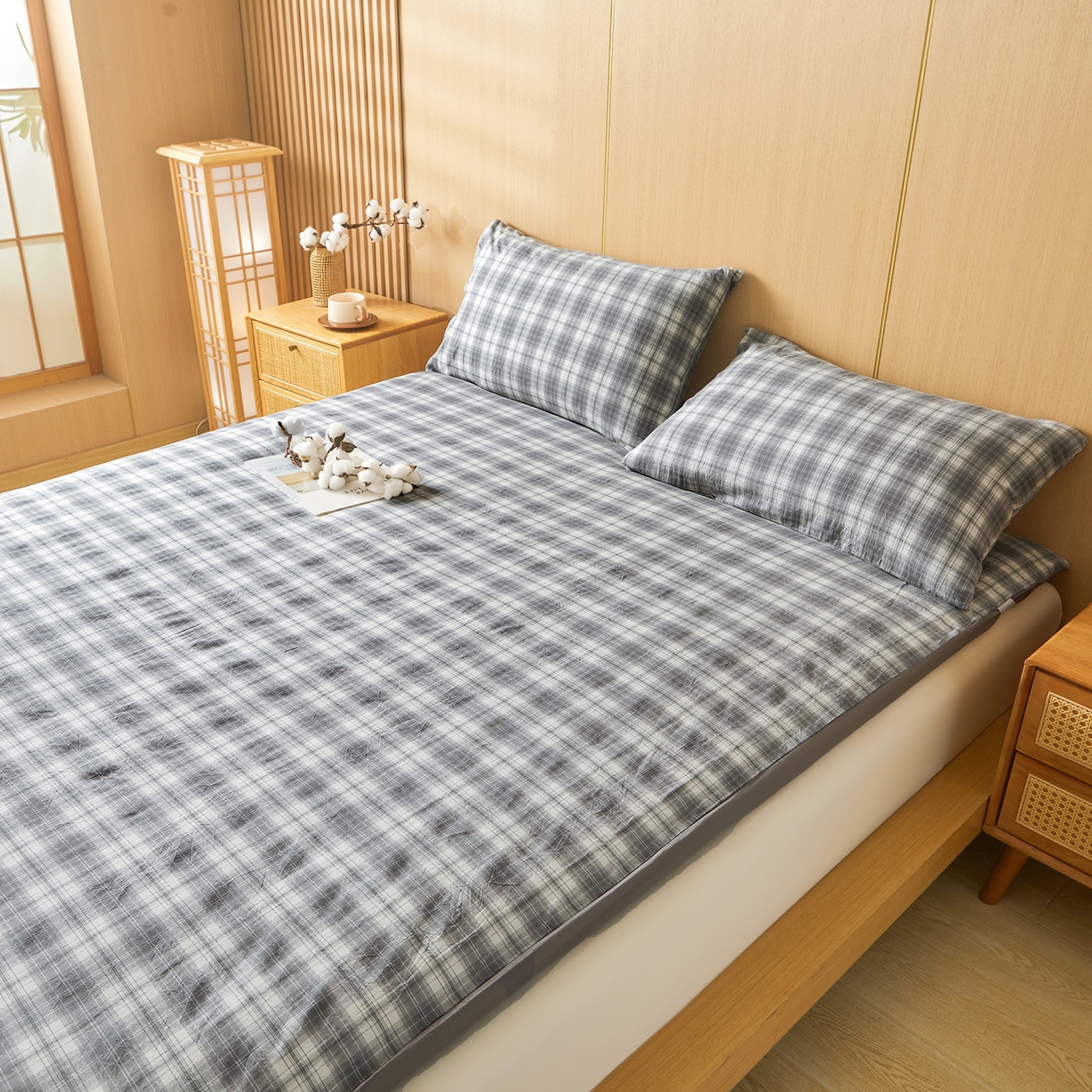 91家纺网 家纺一手货源 找家纺 晓时候 20252新款可拆洗新疆棉花床垫被褥子学生宿舍亲肤水洗棉棉花床垫-家用款 格韵-灰