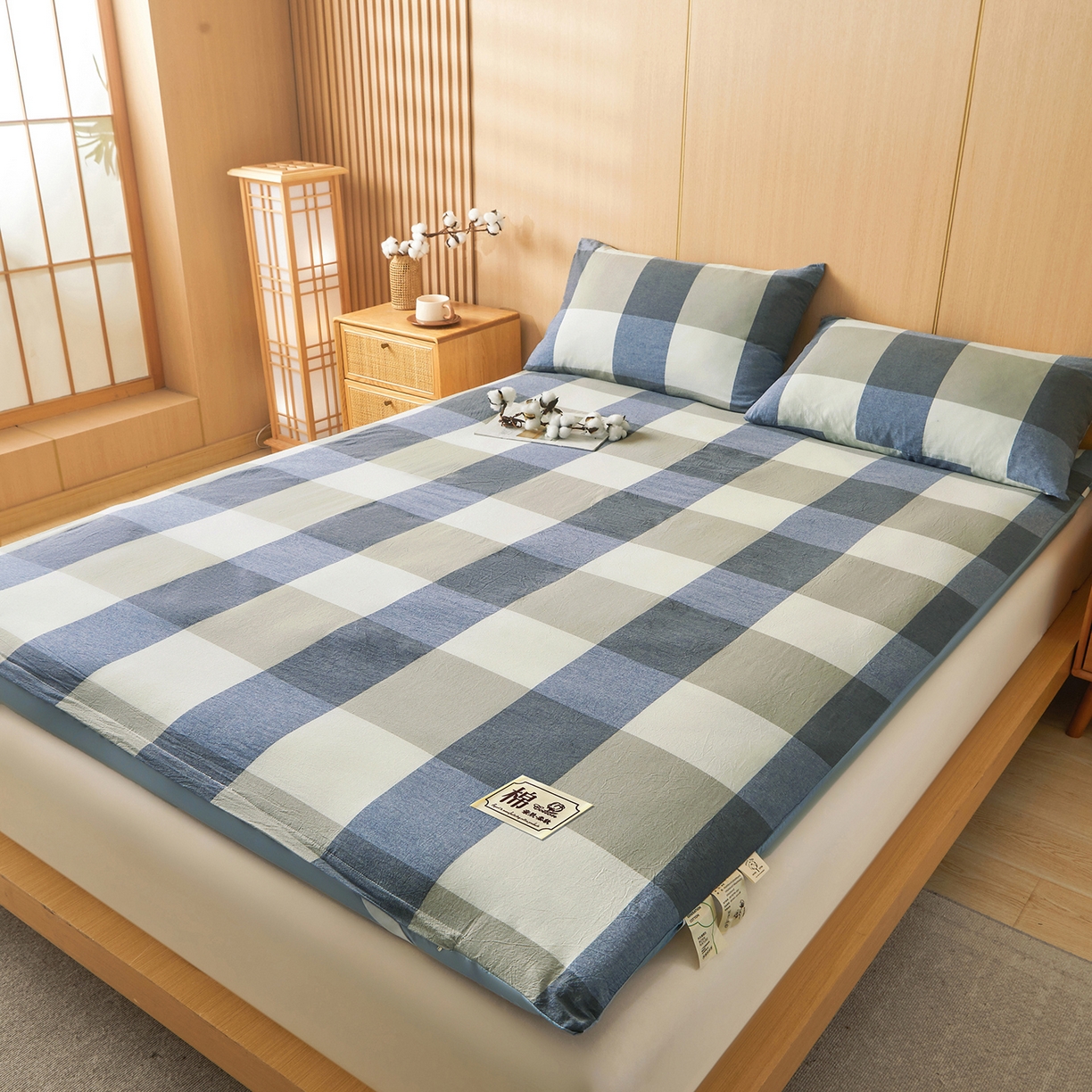 91家纺网 家纺一手货源 找家纺 晓时候 20252新款可拆洗新疆棉花床垫被褥子学生宿舍亲肤水洗棉棉花床垫-家用款 烟灰大格