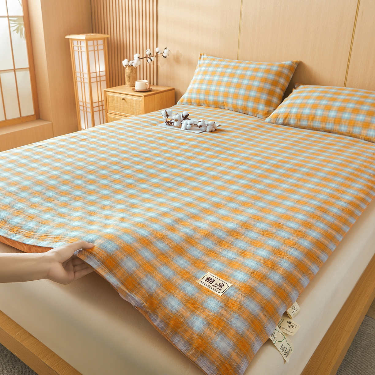 91家纺网 家纺一手货源 找家纺 晓时候 20252新款可拆洗新疆棉花床垫被褥子学生宿舍亲肤水洗棉棉花床垫-家用款 蜜桔格