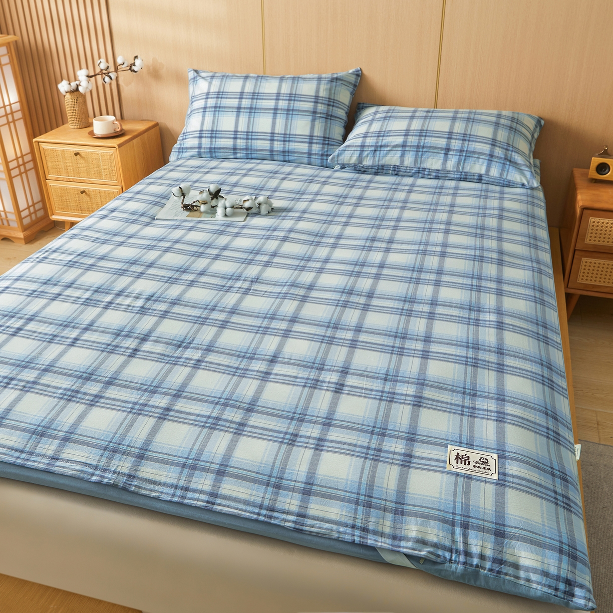 91家纺网 家纺一手货源 找家纺 晓时候 20252新款可拆洗新疆棉花床垫被褥子学生宿舍亲肤水洗棉棉花床垫-家用款 青春格