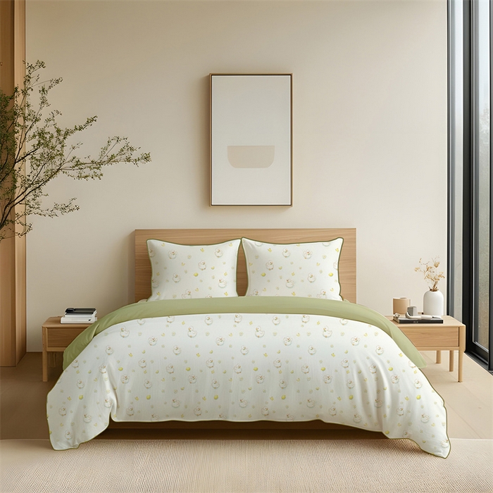 91家纺网 家纺一手货源 找家纺 纯色雨家纺 2025新款全棉斜纹跨境日韩欧美纯棉四件套数码印花南通家纺面料尺寸花型可定制 清欢