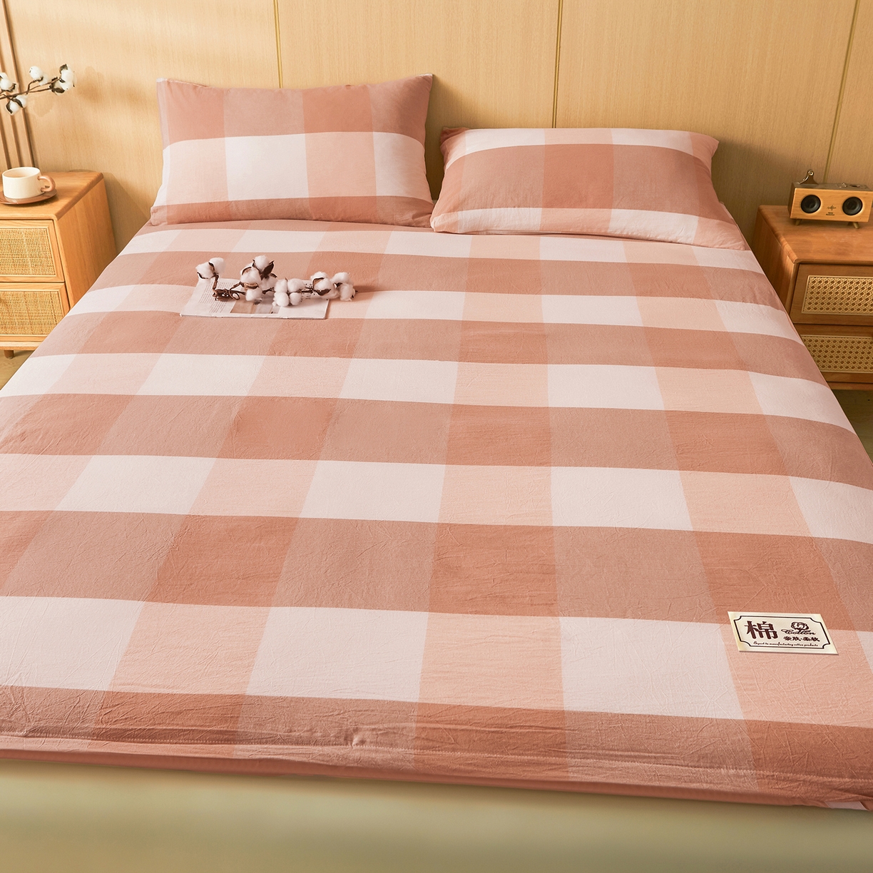 91家纺网 家纺一手货源 找家纺 晓时候 20252新款可拆洗新疆棉花床垫被褥子学生宿舍亲肤水洗棉棉花床垫-家用款 蜜粉大格