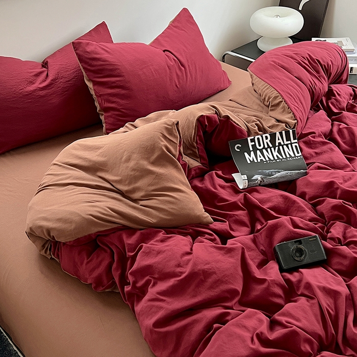 91家纺网 家纺一手货源 找家纺 思诺羽床笠 2025新款水洗棉四件套 莓莓巧芯