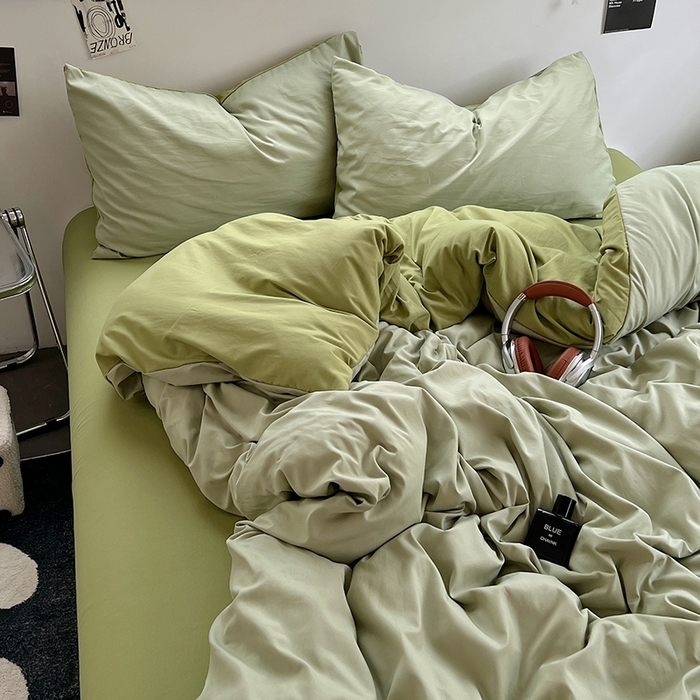 91家纺网 家纺一手货源 找家纺 思诺羽床笠 2025新款水洗棉四件套 抹茶奶盖