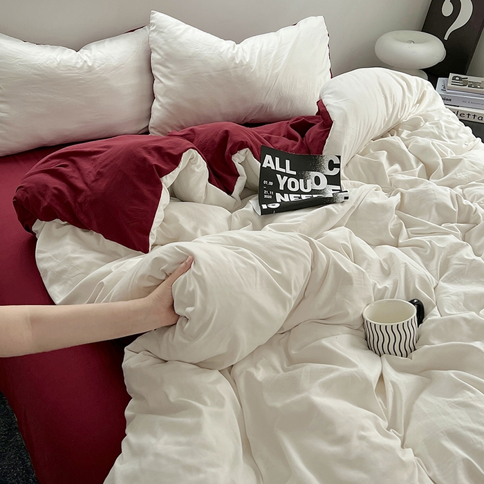 91家纺网 家纺一手货源 找家纺 思诺羽床笠 2025新款水洗棉四件套 树莓奶白