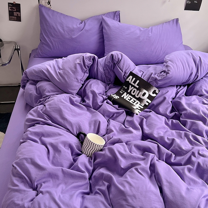 91家纺网 家纺一手货源 找家纺 思诺羽床笠 2025新款水洗棉四件套 未来暮色