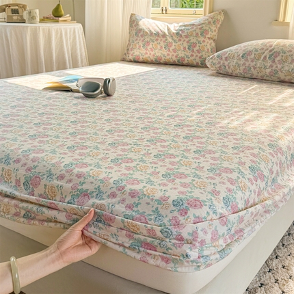 多品家纺 2025新款超柔云感双层纱水洗棉单品床笠 幽香