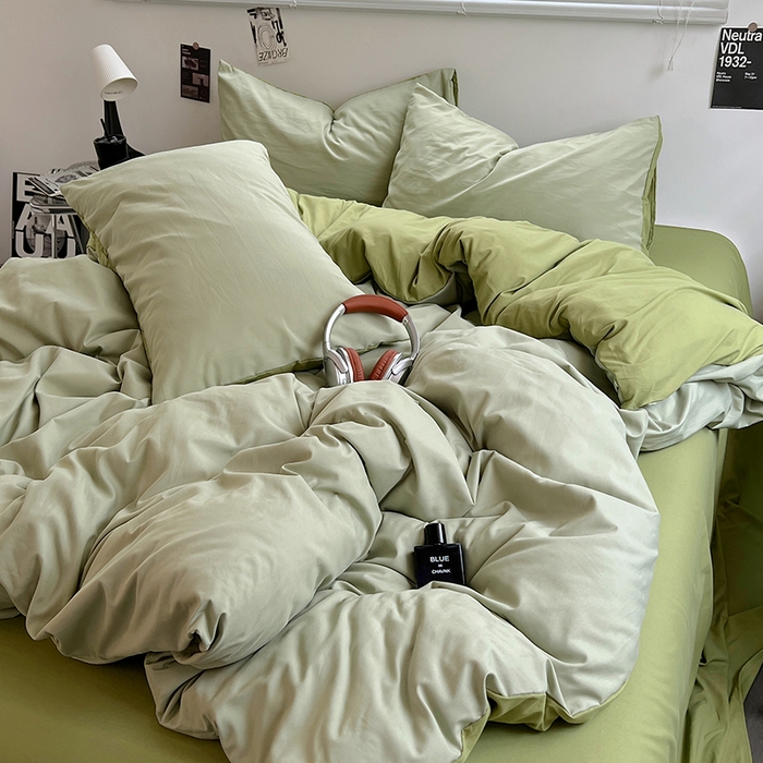 91家纺网 家纺一手货源 找家纺 思诺羽床笠 2025新款水洗棉四件套 抹茶奶盖