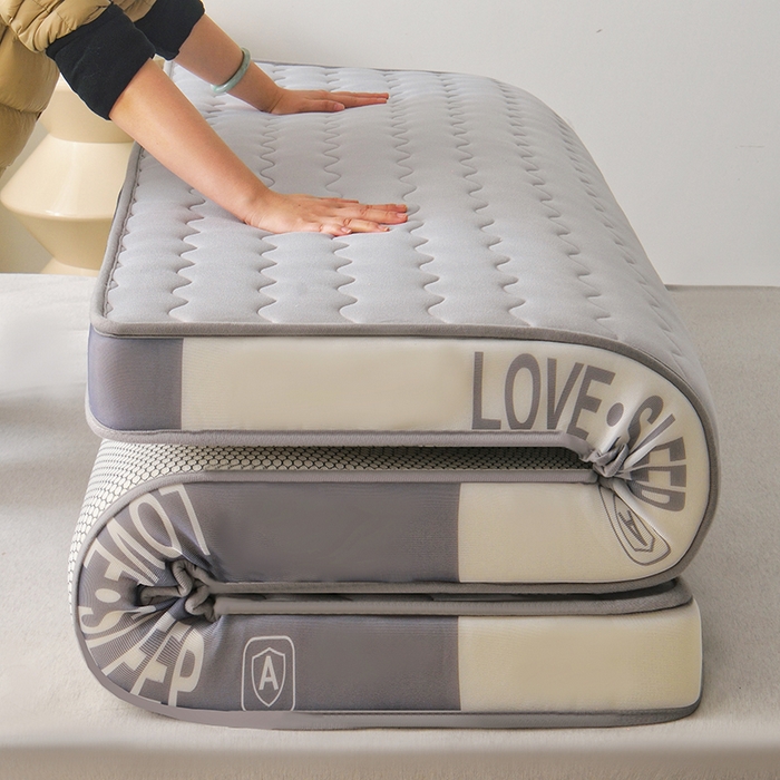 91家纺网 家纺一手货源 找家纺 （总）苏赫床垫 2025新款牛奶丝乳胶床垫立体款床垫-多边格灰