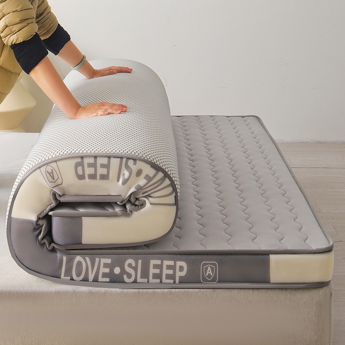 91家纺网 家纺一手货源 找家纺 苏赫床垫 2025新款牛奶丝乳胶床垫立体款床垫 灰色波纹