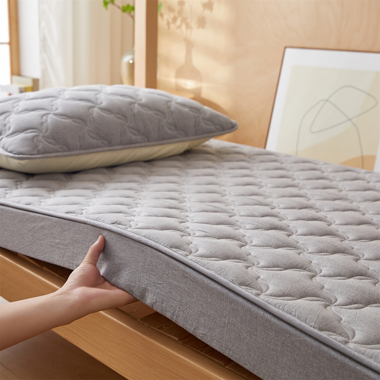 91家纺网 家纺一手货源 找家纺 （总）多谷家纺 2025新款学生全棉纯棉色织水洗棉大豆床笠单床笠