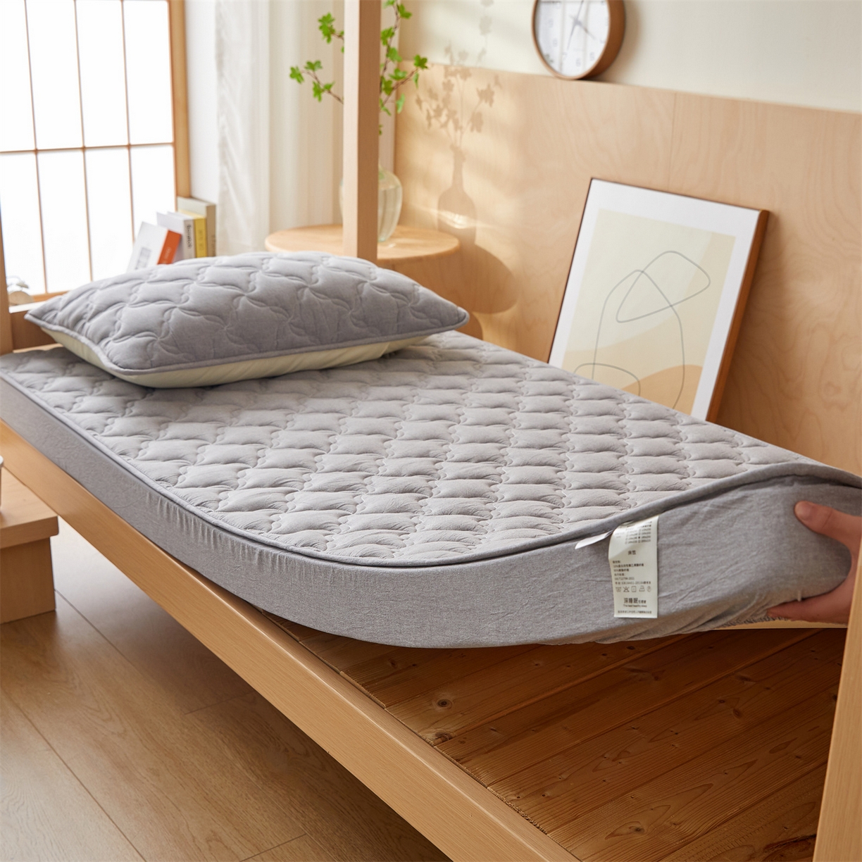 91家纺网 家纺一手货源 找家纺 （总）多谷家纺 2025新款学生全棉纯棉色织水洗棉大豆床笠单床笠