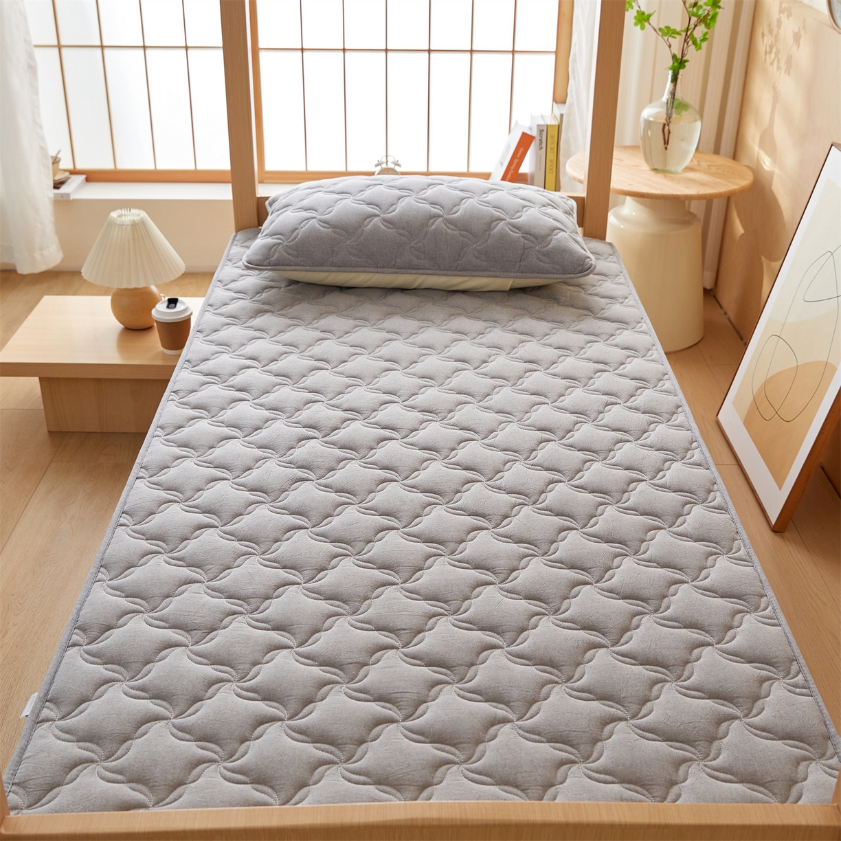 91家纺网 家纺一手货源 找家纺 （总）多谷家纺 2025新款学生全棉纯棉色织水洗棉大豆床笠单床笠