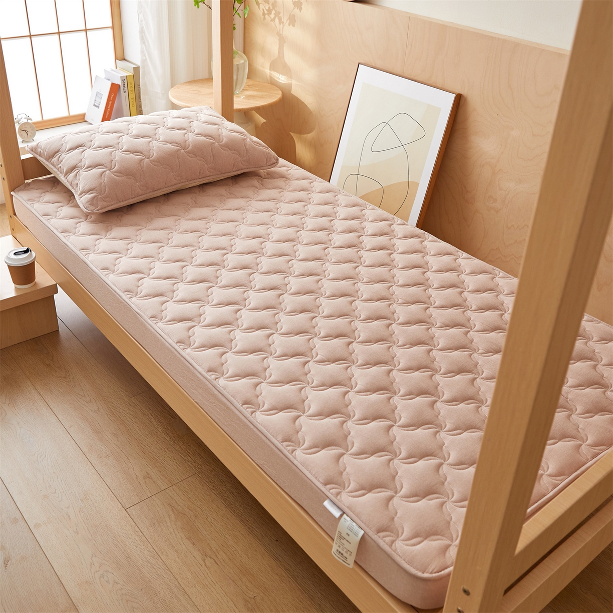 多谷家纺 2025新款学生全棉纯棉色织水洗棉大豆床笠单床笠 卡其