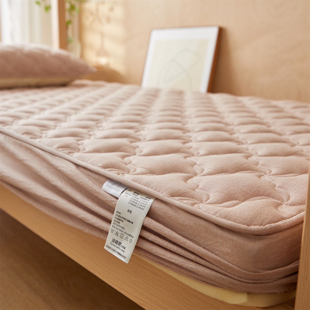 91家纺网 家纺一手货源 找家纺 多谷家纺 2025新款学生全棉纯棉色织水洗棉大豆床笠单床笠 卡其