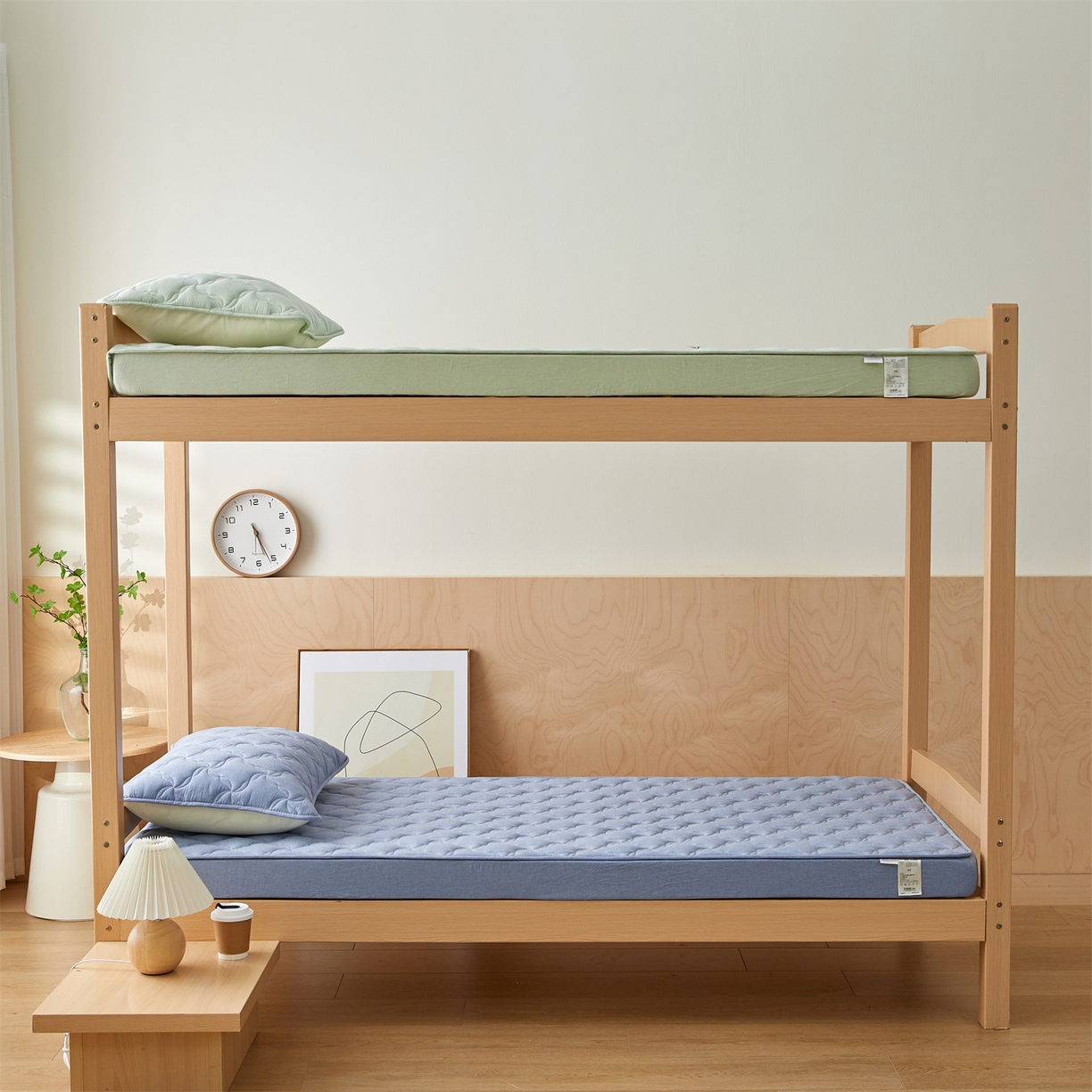 91家纺网 家纺一手货源 找家纺 多谷家纺 2025新款学生全棉纯棉色织水洗棉大豆床笠单床笠 浅牛仔蓝