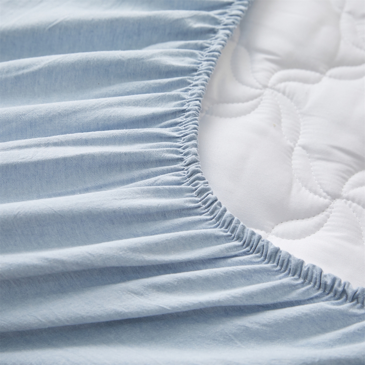 91家纺网 家纺一手货源 找家纺 多谷家纺 2025新款学生全棉纯棉色织水洗棉大豆床笠单床笠 雾霾蓝