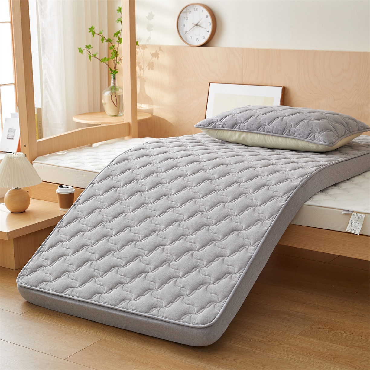 91家纺网 家纺一手货源 找家纺 多谷家纺 2025新款学生全棉纯棉色织水洗棉大豆床笠单床笠 安娜灰