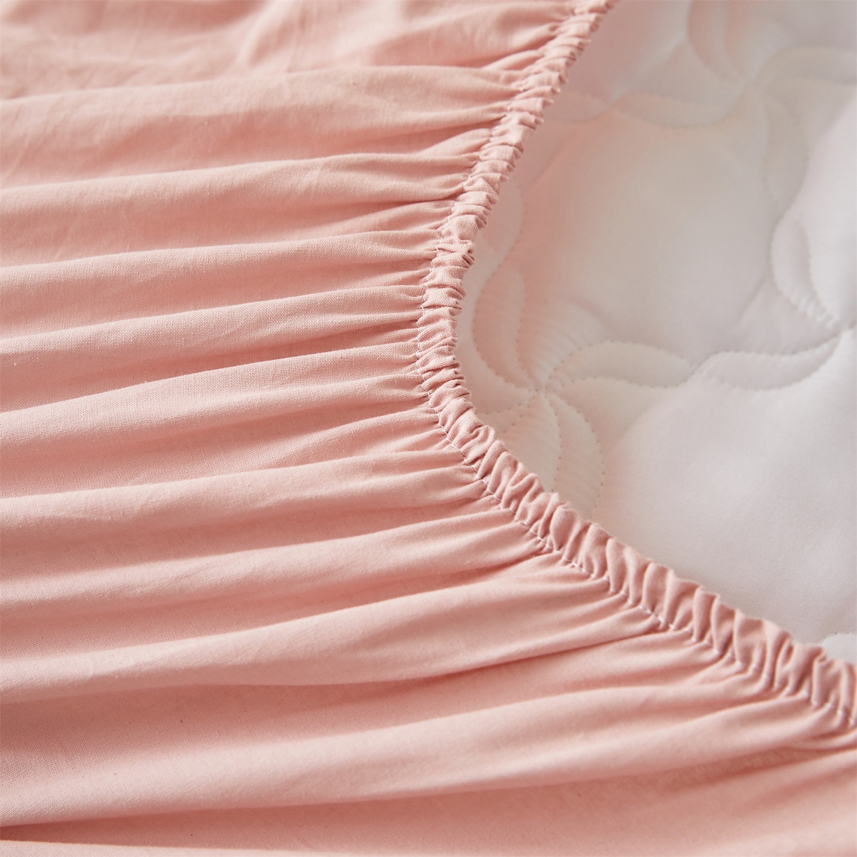 91家纺网 家纺一手货源 找家纺 多谷家纺 2025新款学生全棉纯棉色织水洗棉大豆床笠单床笠 藕粉