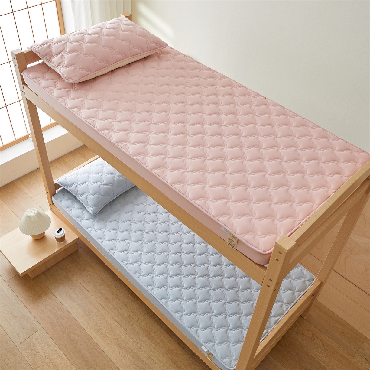 91家纺网 家纺一手货源 找家纺 多谷家纺 2025新款学生全棉纯棉色织水洗棉大豆床笠单床笠 雾霾蓝