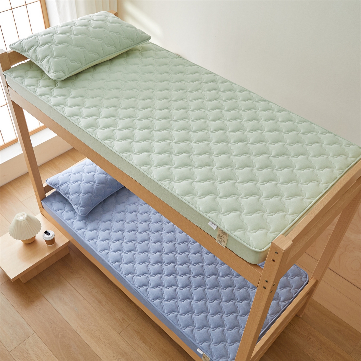 91家纺网 家纺一手货源 找家纺 多谷家纺 2025新款学生全棉纯棉色织水洗棉大豆床笠单床笠 浅牛仔蓝