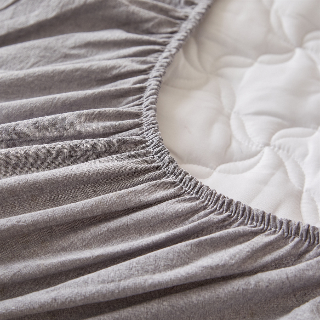 91家纺网 家纺一手货源 找家纺 多谷家纺 2025新款学生全棉纯棉色织水洗棉大豆床笠单床笠 安娜灰