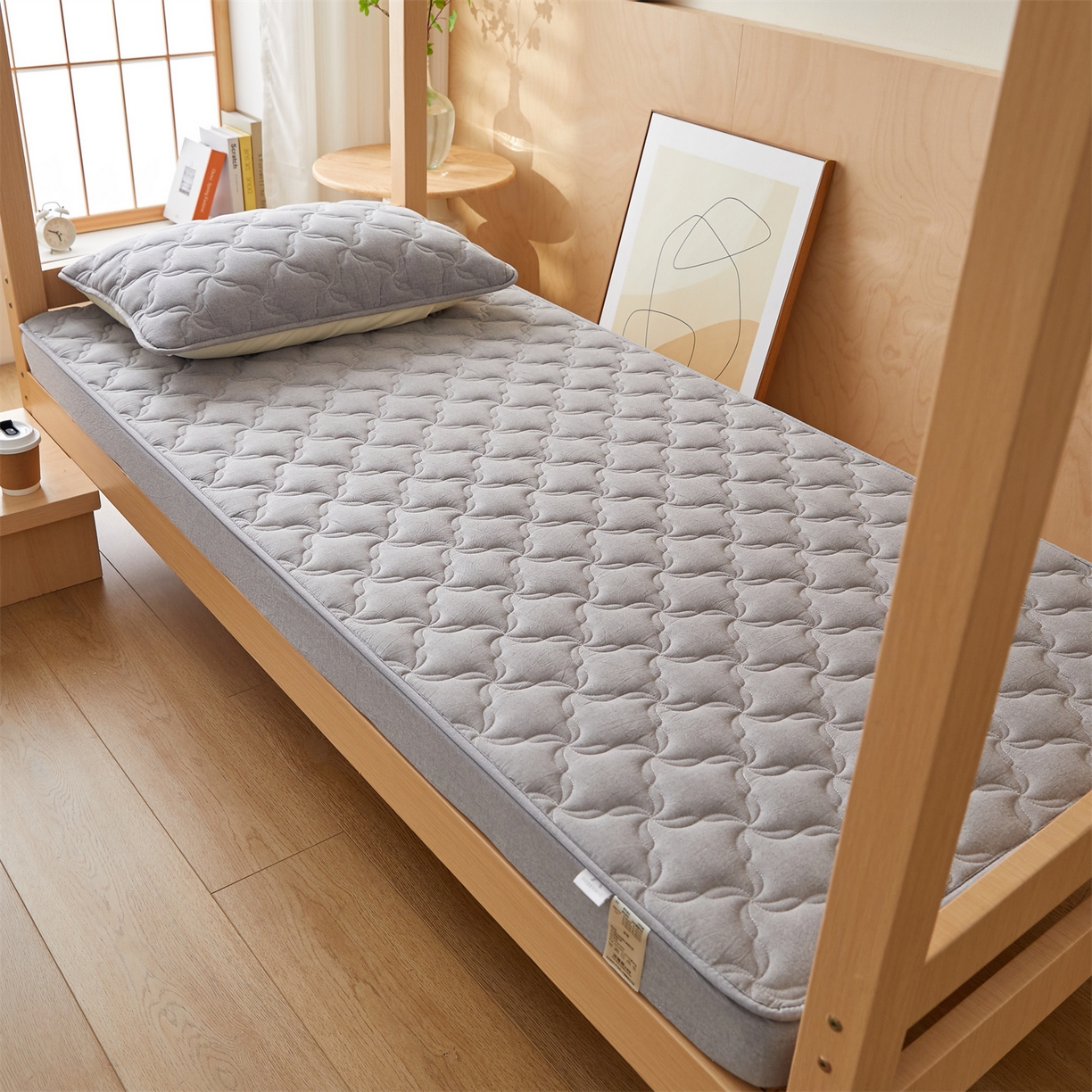 多谷家纺 2025新款学生全棉纯棉色织水洗棉大豆床笠单床笠 安娜灰