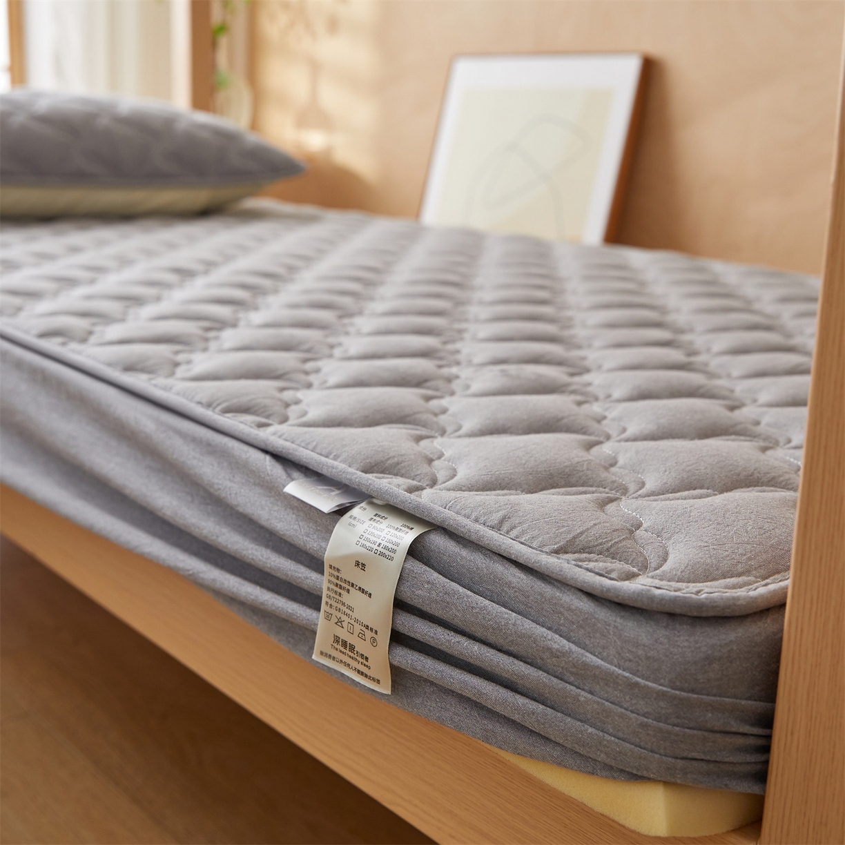 91家纺网 家纺一手货源 找家纺 多谷家纺 2025新款学生全棉纯棉色织水洗棉大豆床笠单床笠 安娜灰