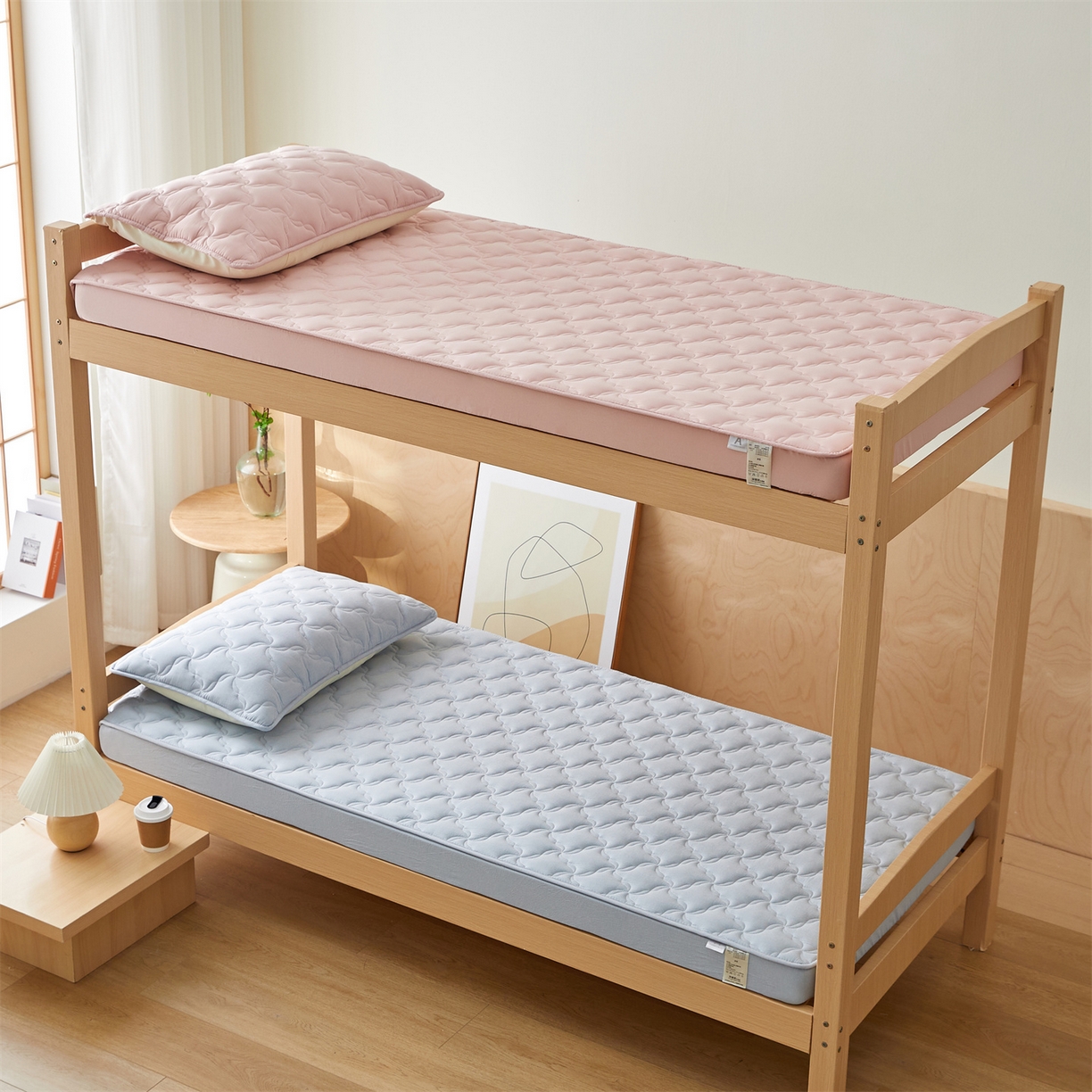 91家纺网 家纺一手货源 找家纺 多谷家纺 2025新款学生全棉纯棉色织水洗棉大豆床笠单床笠 雾霾蓝