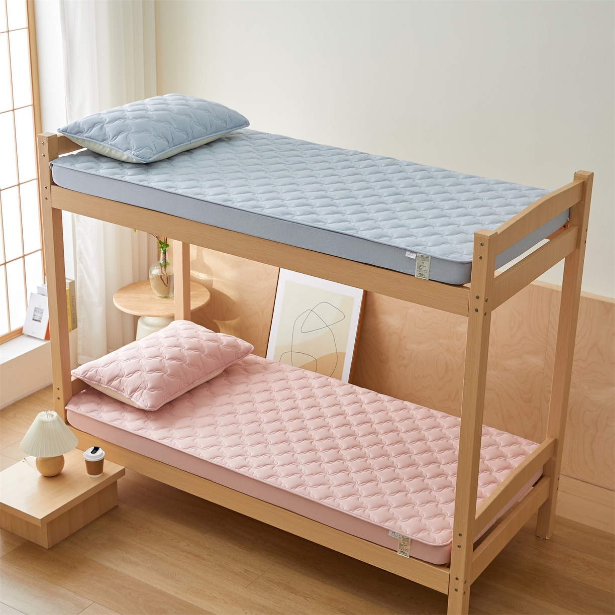 91家纺网 家纺一手货源 找家纺 多谷家纺 2025新款学生全棉纯棉色织水洗棉大豆床笠单床笠 藕粉