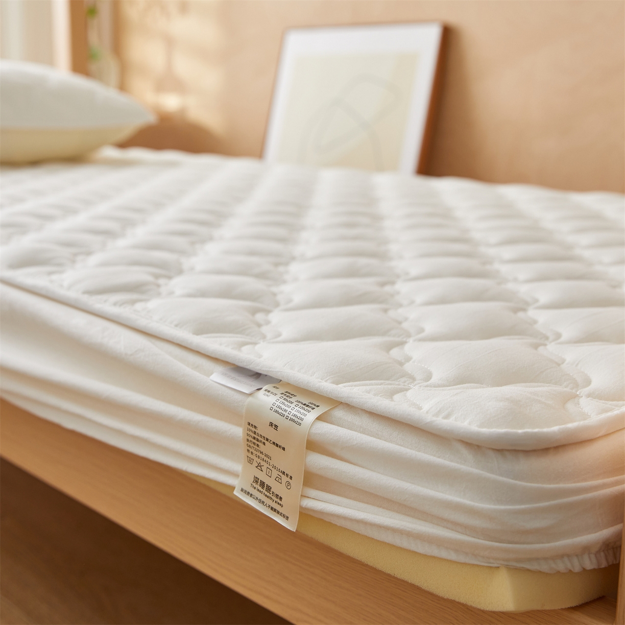 91家纺网 家纺一手货源 找家纺 多谷家纺 2025新款学生全棉纯棉色织水洗棉大豆床笠单床笠 奶昔白