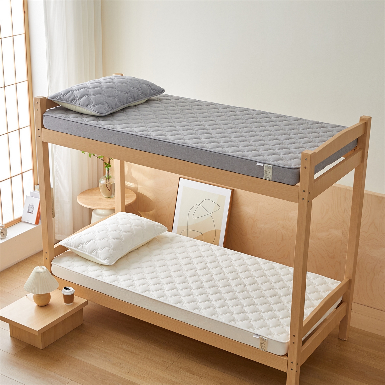 91家纺网 家纺一手货源 找家纺 多谷家纺 2025新款学生全棉纯棉色织水洗棉大豆床笠单床笠 奶昔白