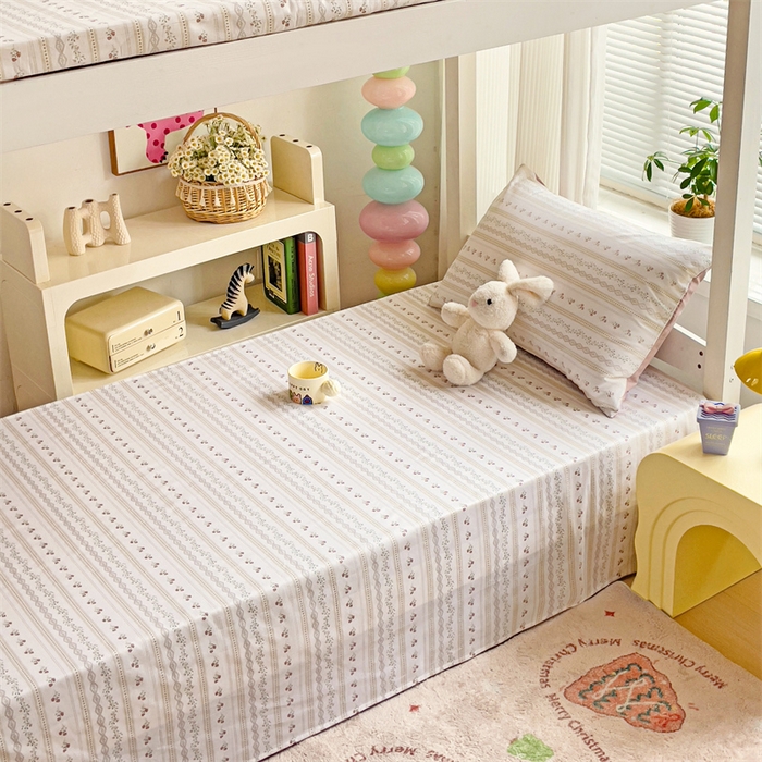 91家纺网 家纺一手货源 找家纺 名兮家居 2025新款全棉纯棉13372学生床上下铺单床单 樱桃花