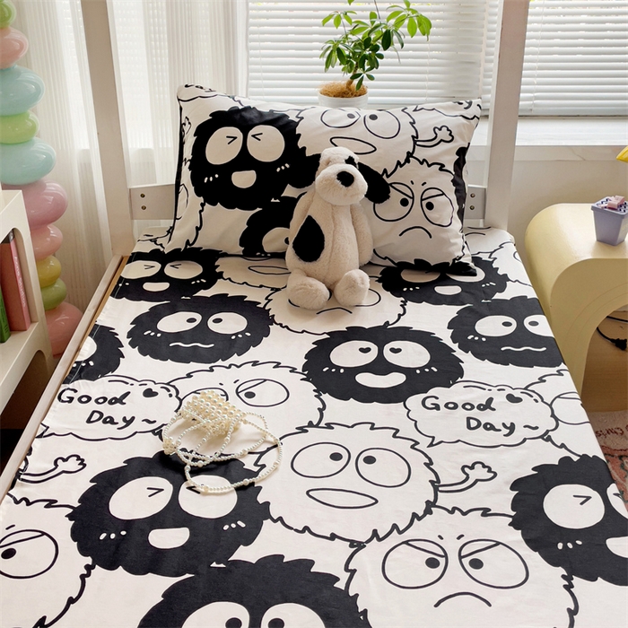 91家纺网 家纺一手货源 找家纺 名兮家居 2025新款全棉纯棉13372学生床上下铺单床单 黑煤球