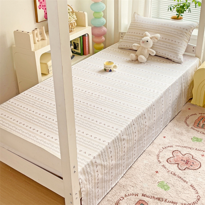 91家纺网 家纺一手货源 找家纺 名兮家居 2025新款全棉纯棉13372学生床上下铺单床单 樱桃花