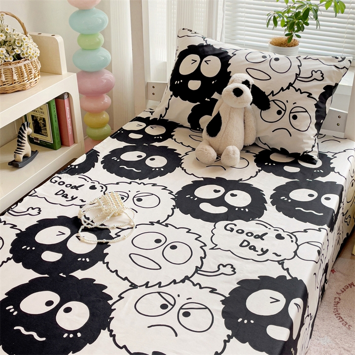 91家纺网 家纺一手货源 找家纺 名兮家居 2025新款全棉纯棉13372学生床上下铺单床单 黑煤球